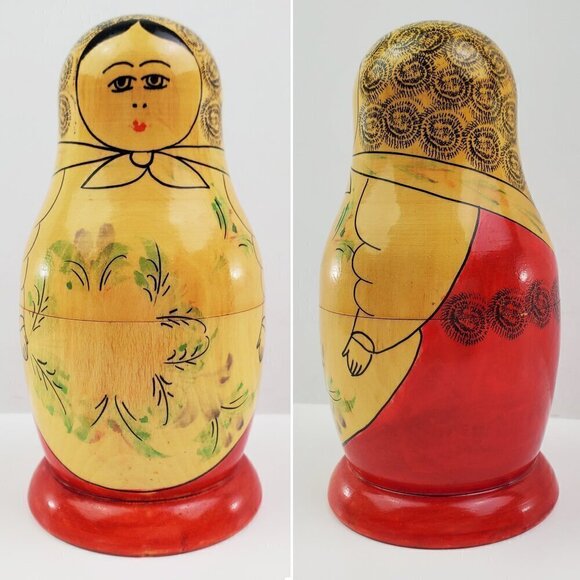 Russian Nesting Dolls Matryoshka Set 6 VTG 1965 Mampewka 6.5" Wood Hand Painted - Picture 10 of 14